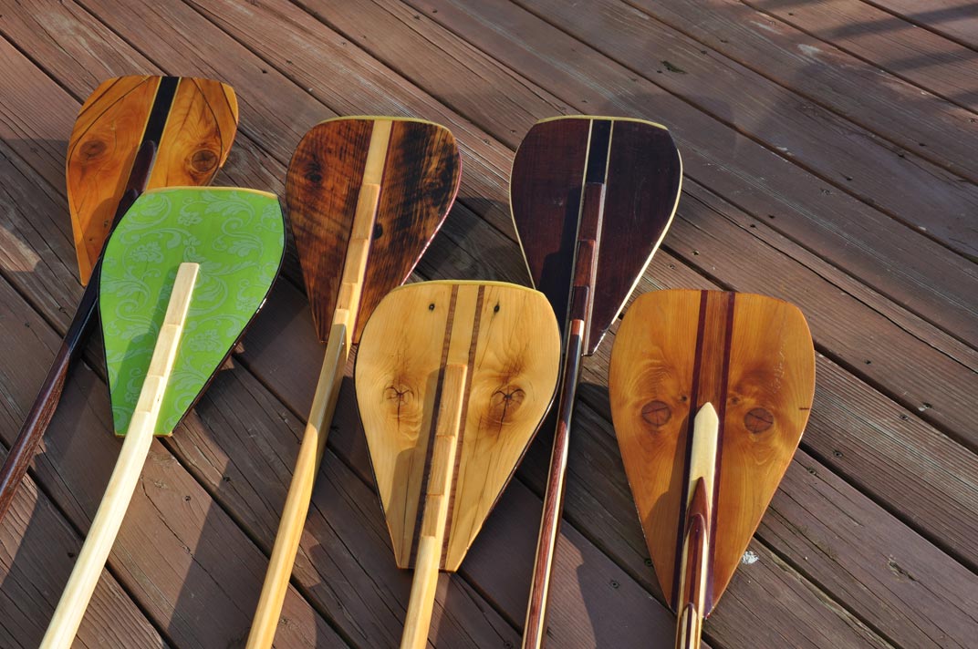 image of hand built wood paddles