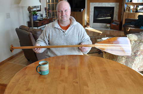 the wood canoe paddle built and written about in the book