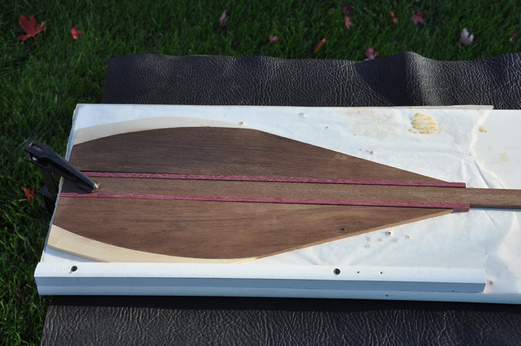 Purpleheart and walnut paddle